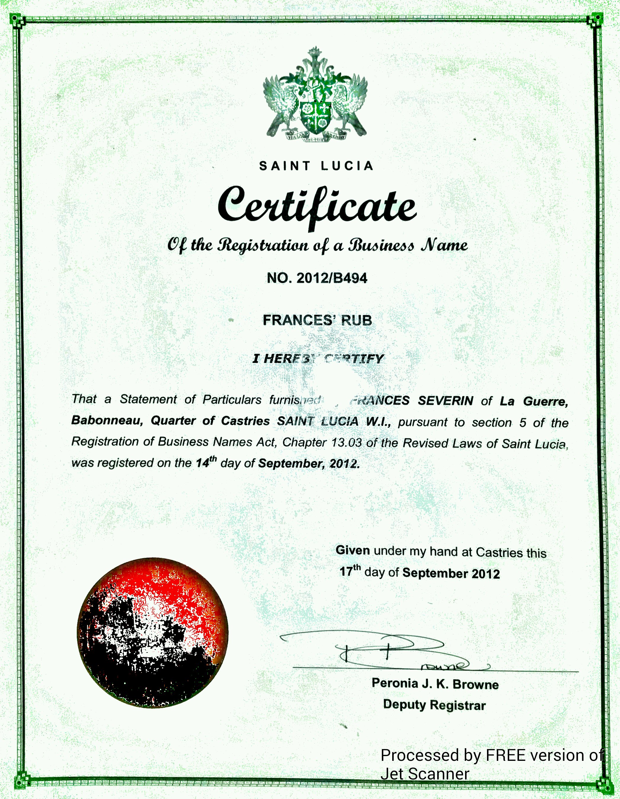 Business Certificate